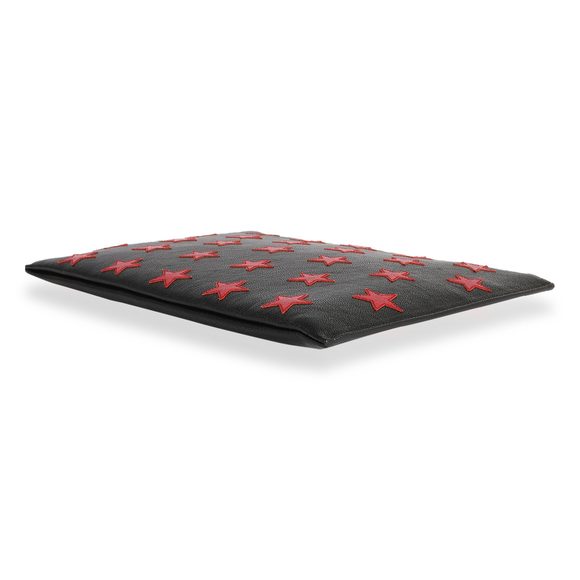 Saint Laurent Black & Red Leather Star Clutch - Picture 6 of 7